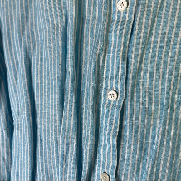 J. Jill Love Linen 100% Line Striped Long Sleeve Button Down Shirt Size 2X - Picture 4 of 5